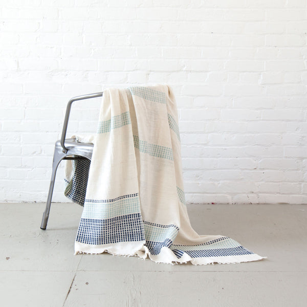 Navy/Azure Camden Beach Blanket/Throw
